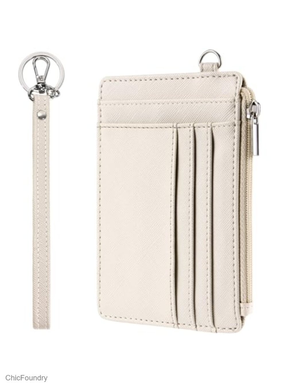 Slim Wristlet Keychain Wallet RFID Blocking Card Holder with Coin Pocket